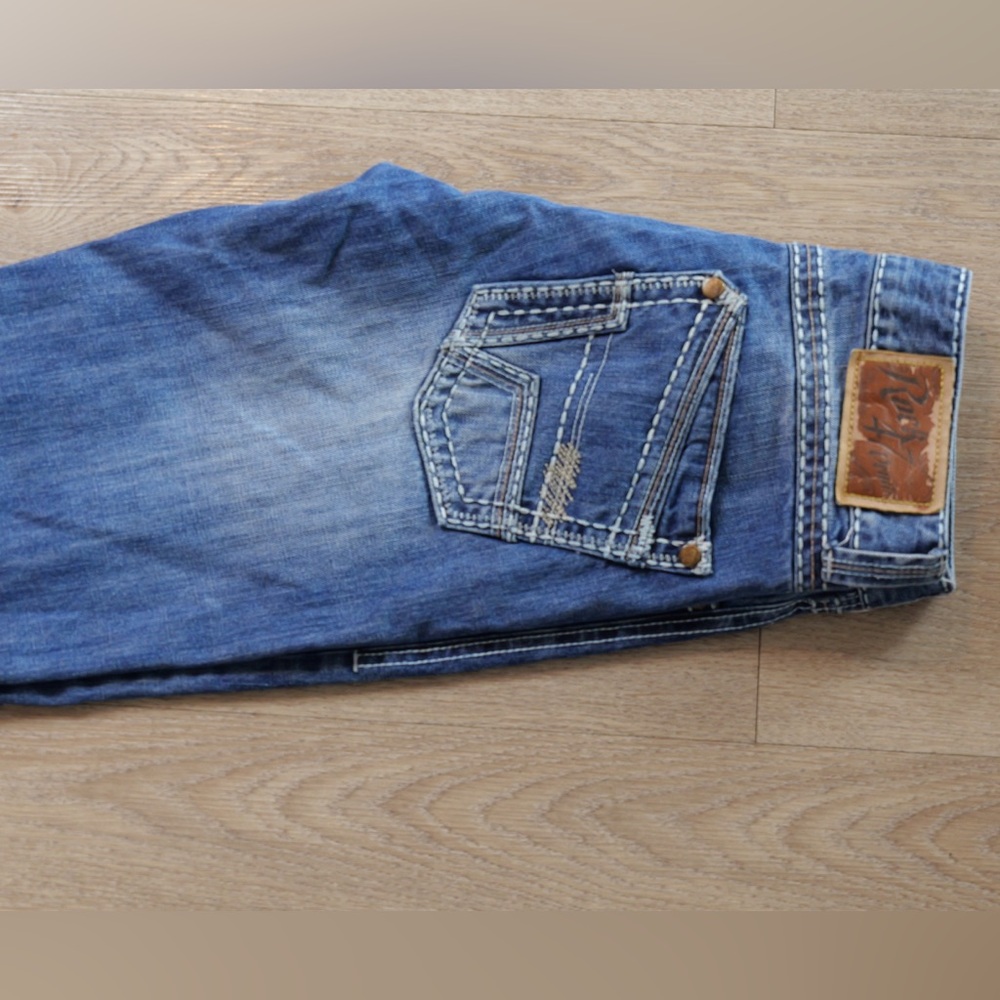 Wrangler Rock 47 Relaxed Straight Leg Heavy Contrast Stitch Jeans 30x36 - Picture 4 of 10